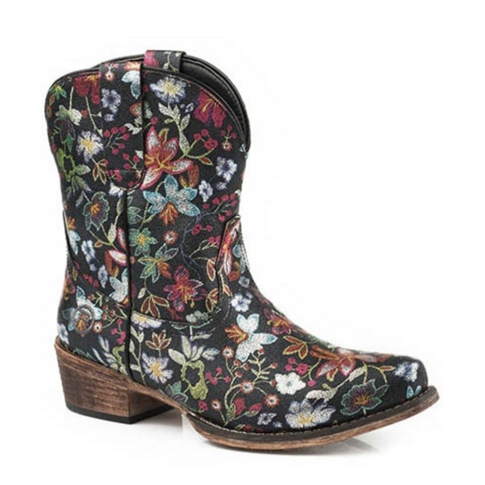 New! Roper Ingrid Floral Western Snip Toe Boots